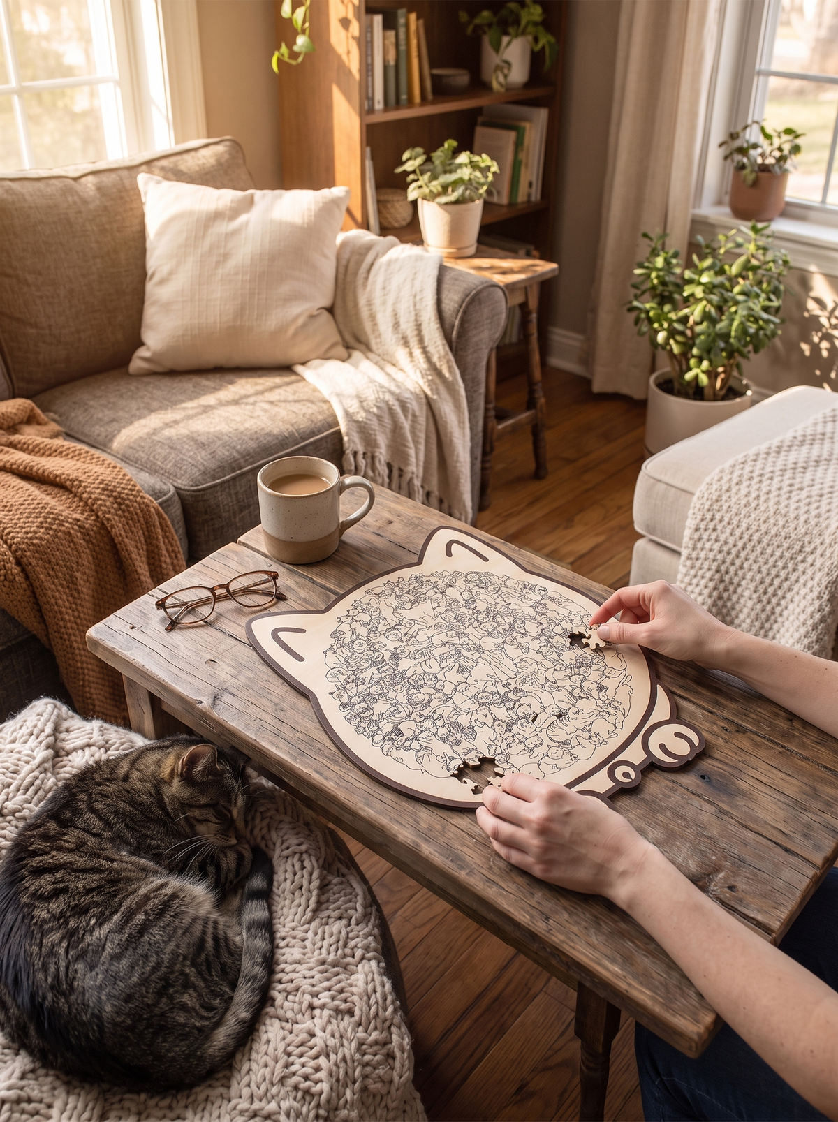 Wooden Cat Jigsaw Puzzle 1