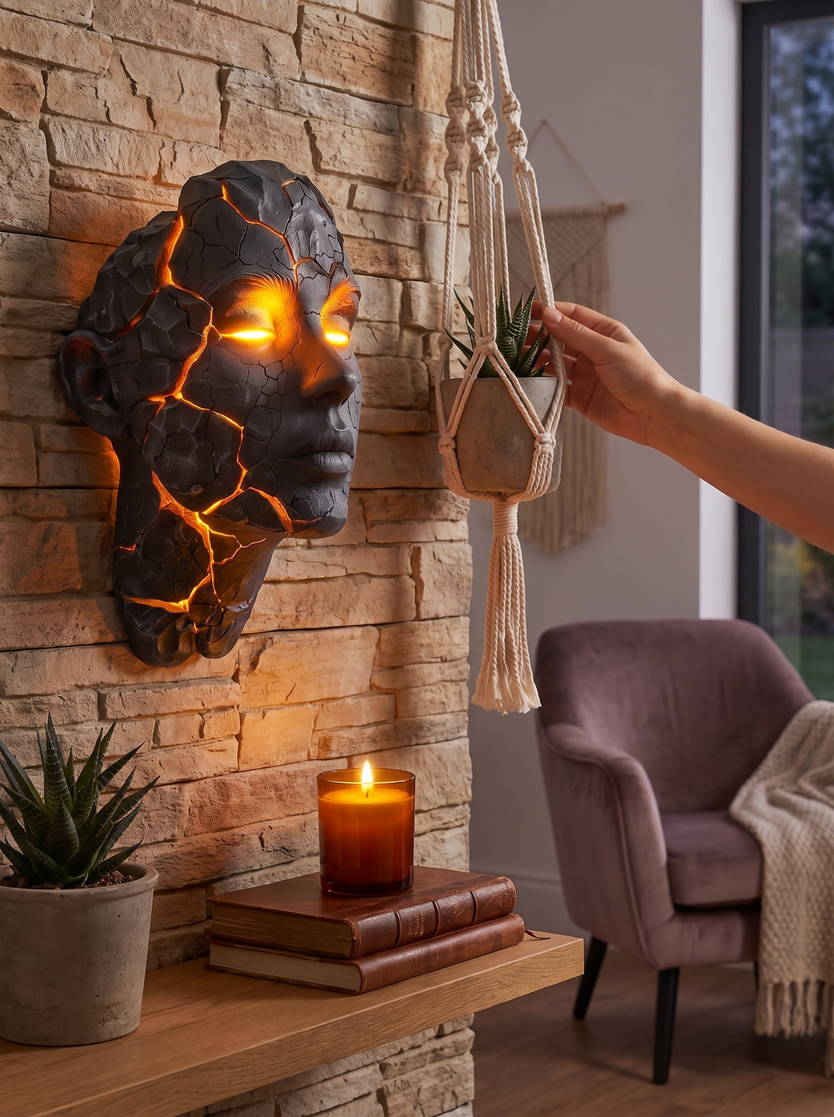 Cracked Skull LED Wall Light 3