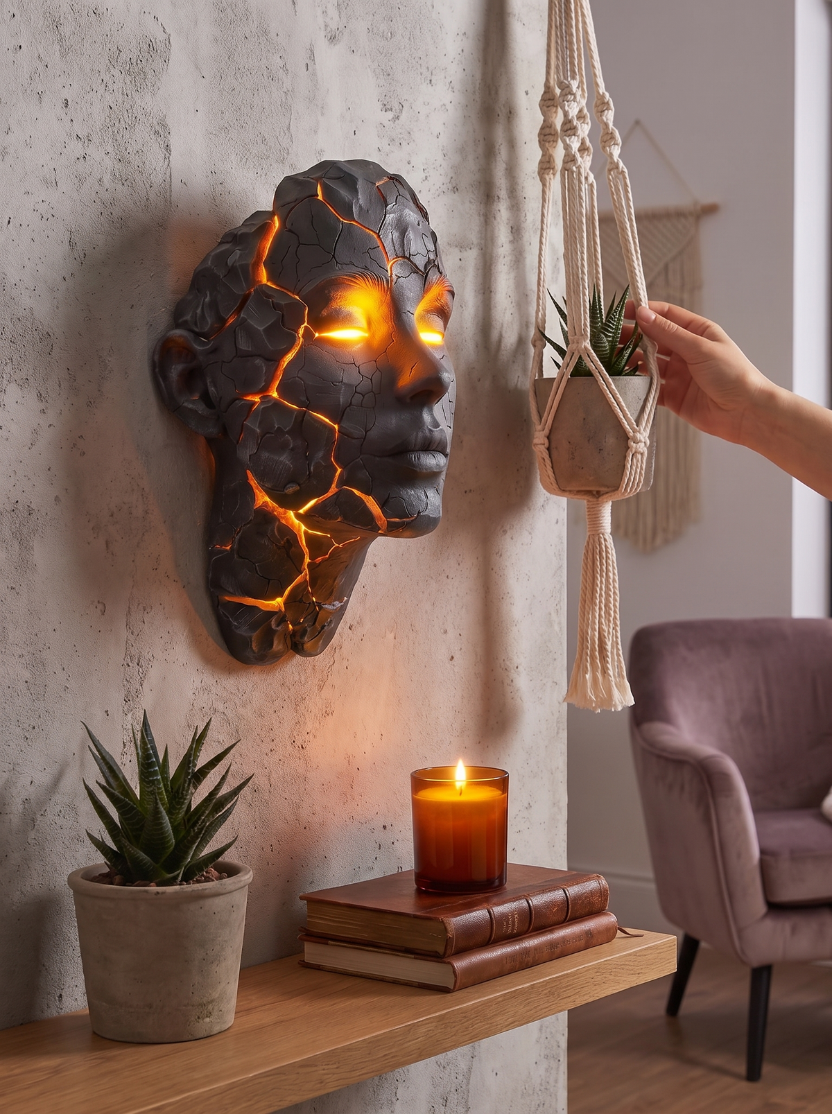 Cracked Skull LED Wall Light 2