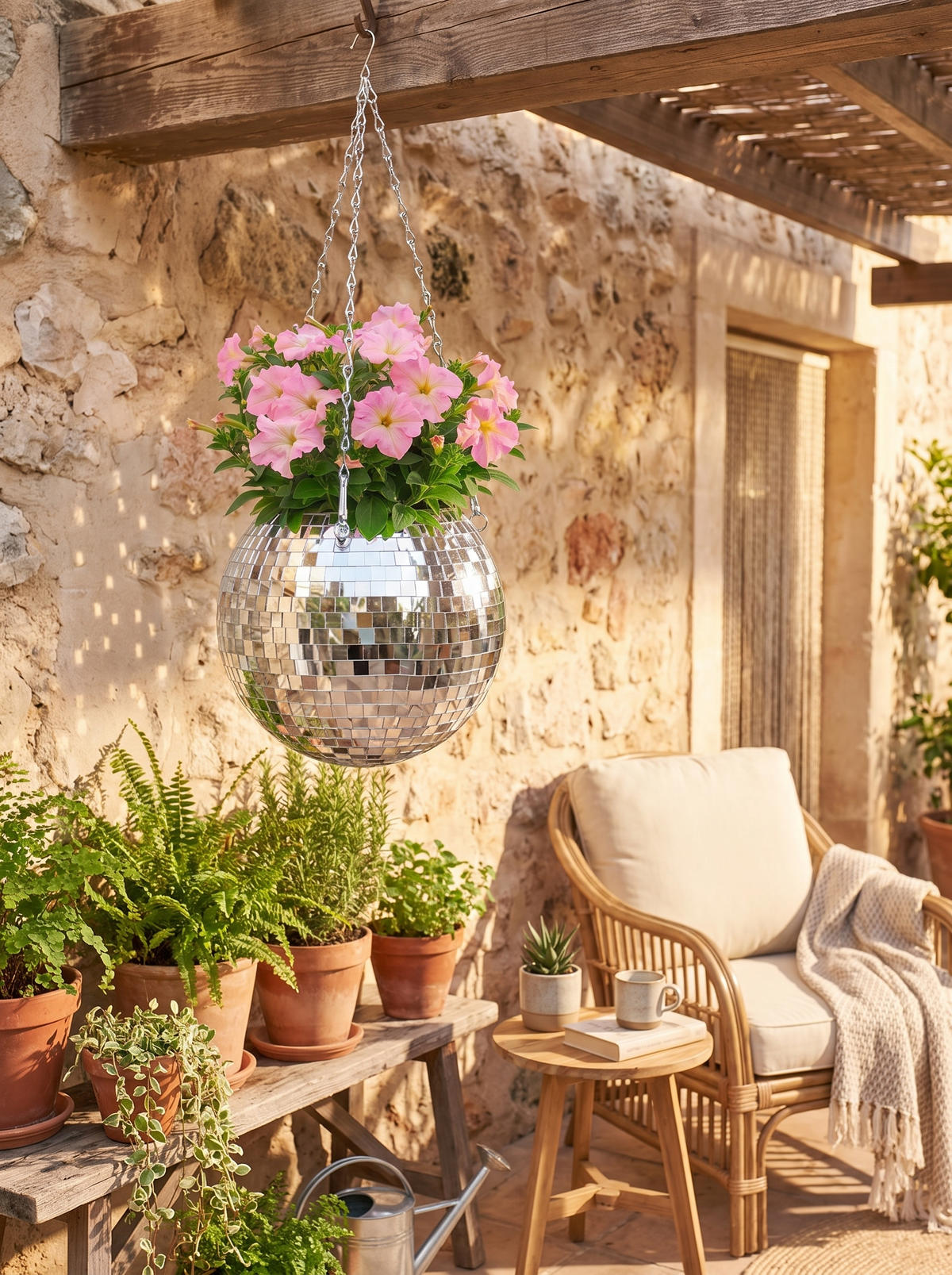 Hanging Disco Mirror Ball Planter 3