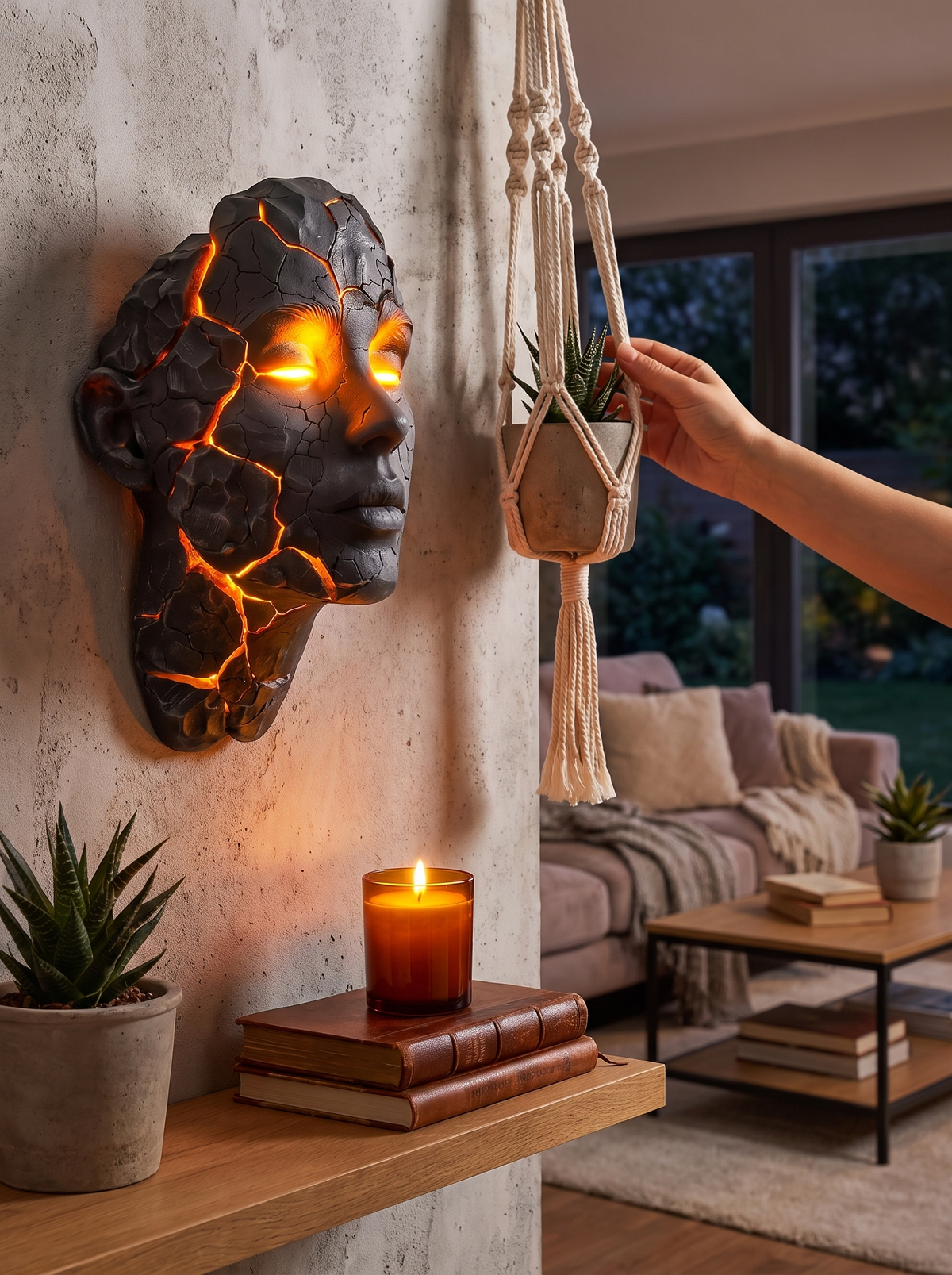 Cracked Skull LED Wall Light 1