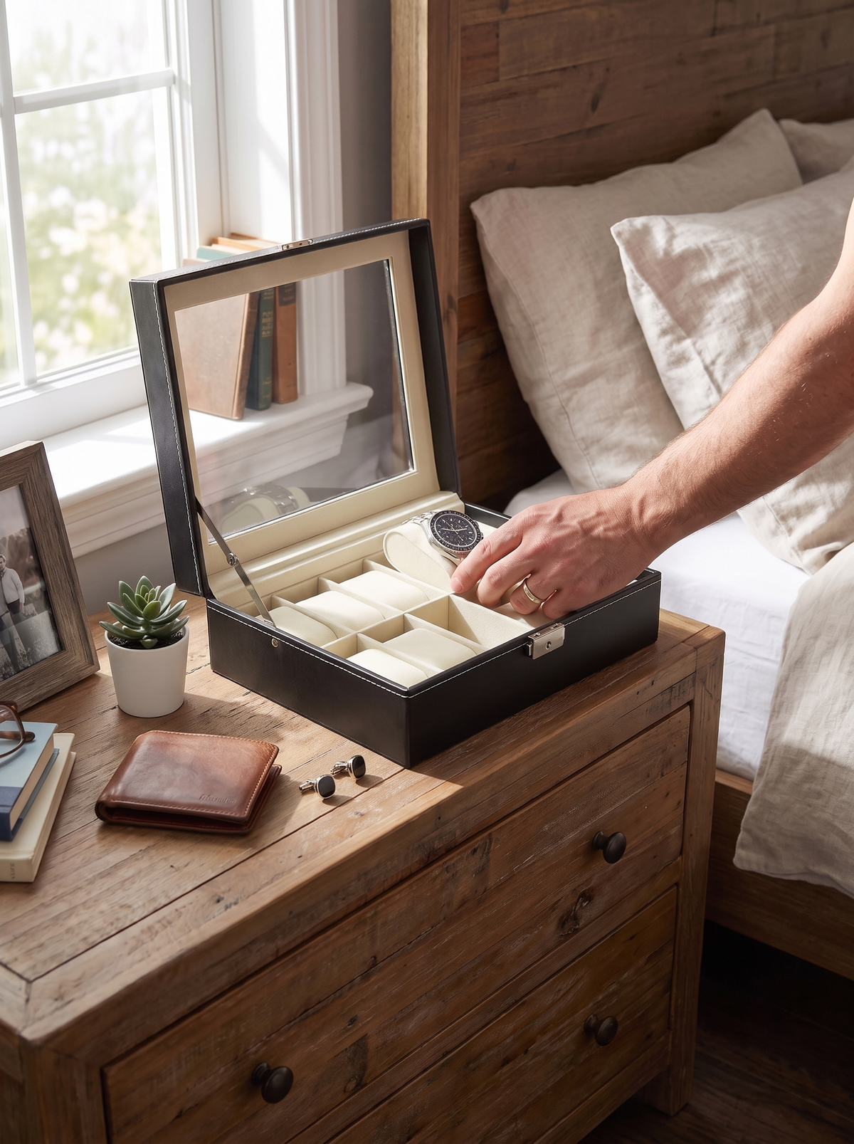watchcase-iwt2 18-Slot Watch Display Case cushions keep straps in shape