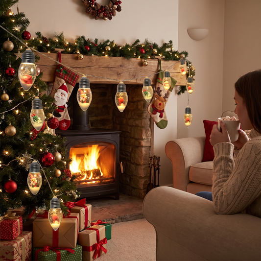 Christmas snow globe fairy lights in use
