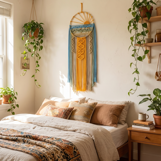 Sunset Macrame Wall Hanging in use