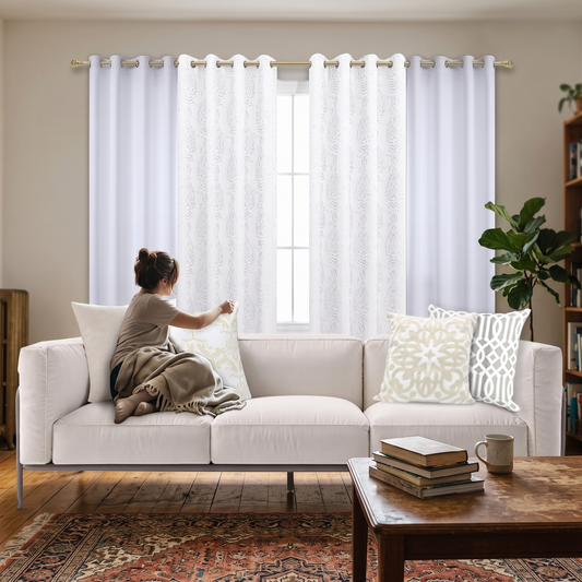 White Curtains for Living Room in use