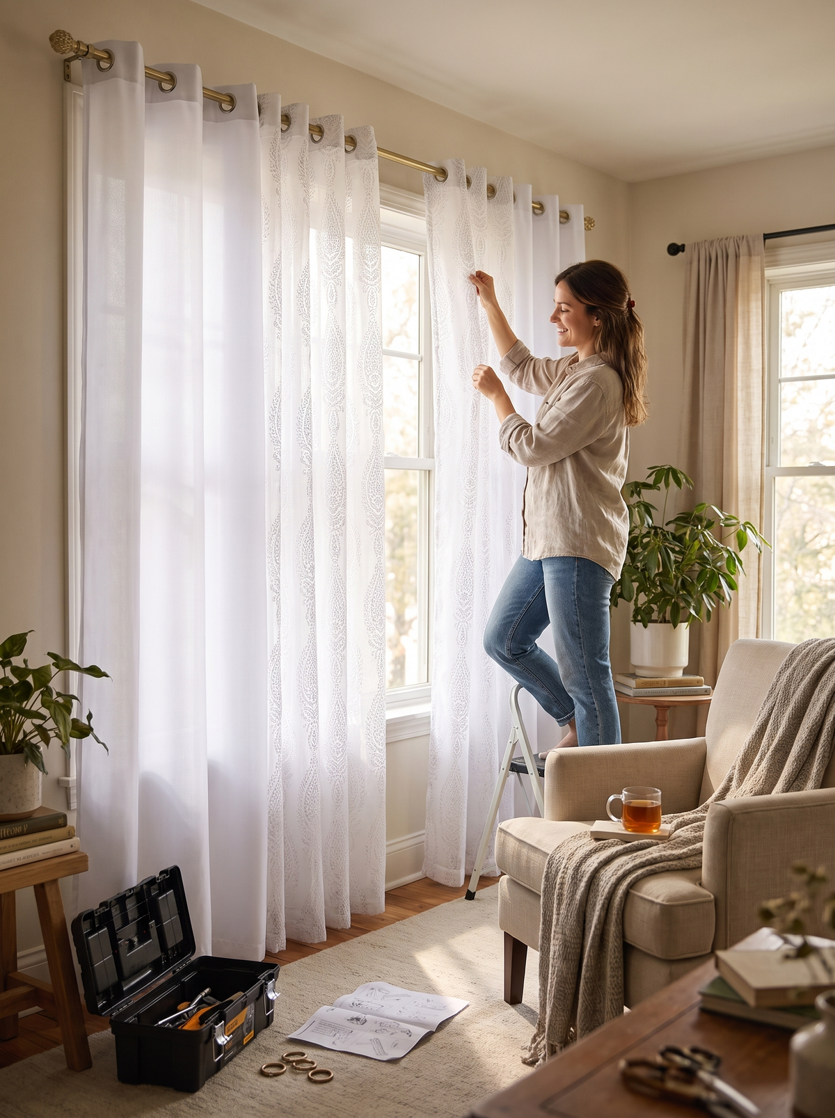 iwt-23 Distressed Jacquard Blackout Curtains lifestyle