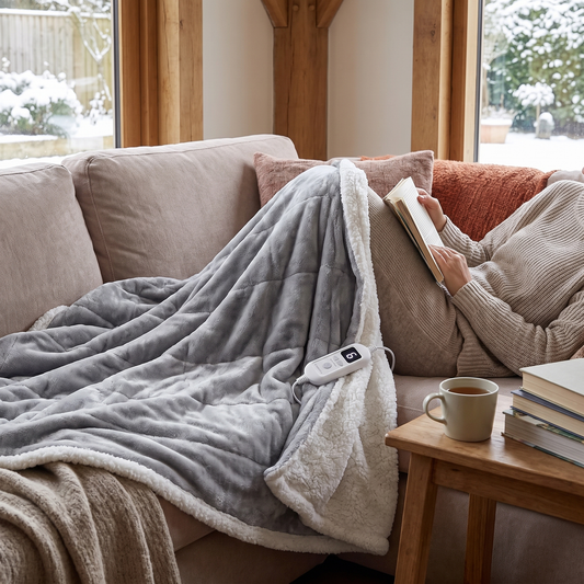 Machine Washable Heated Throw Blanket, 6 Levels, Electric